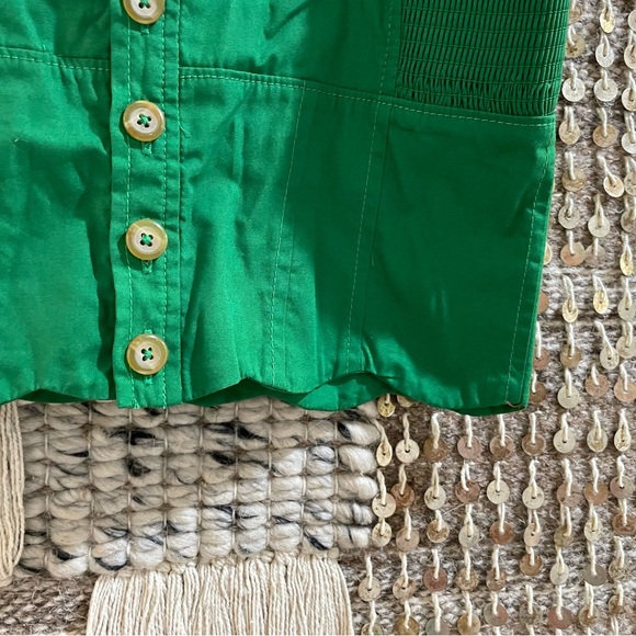 💚 NWT Maeve Anthropologie lead green button front scalloped cropped tank sz 2 - Picture 7 of 10